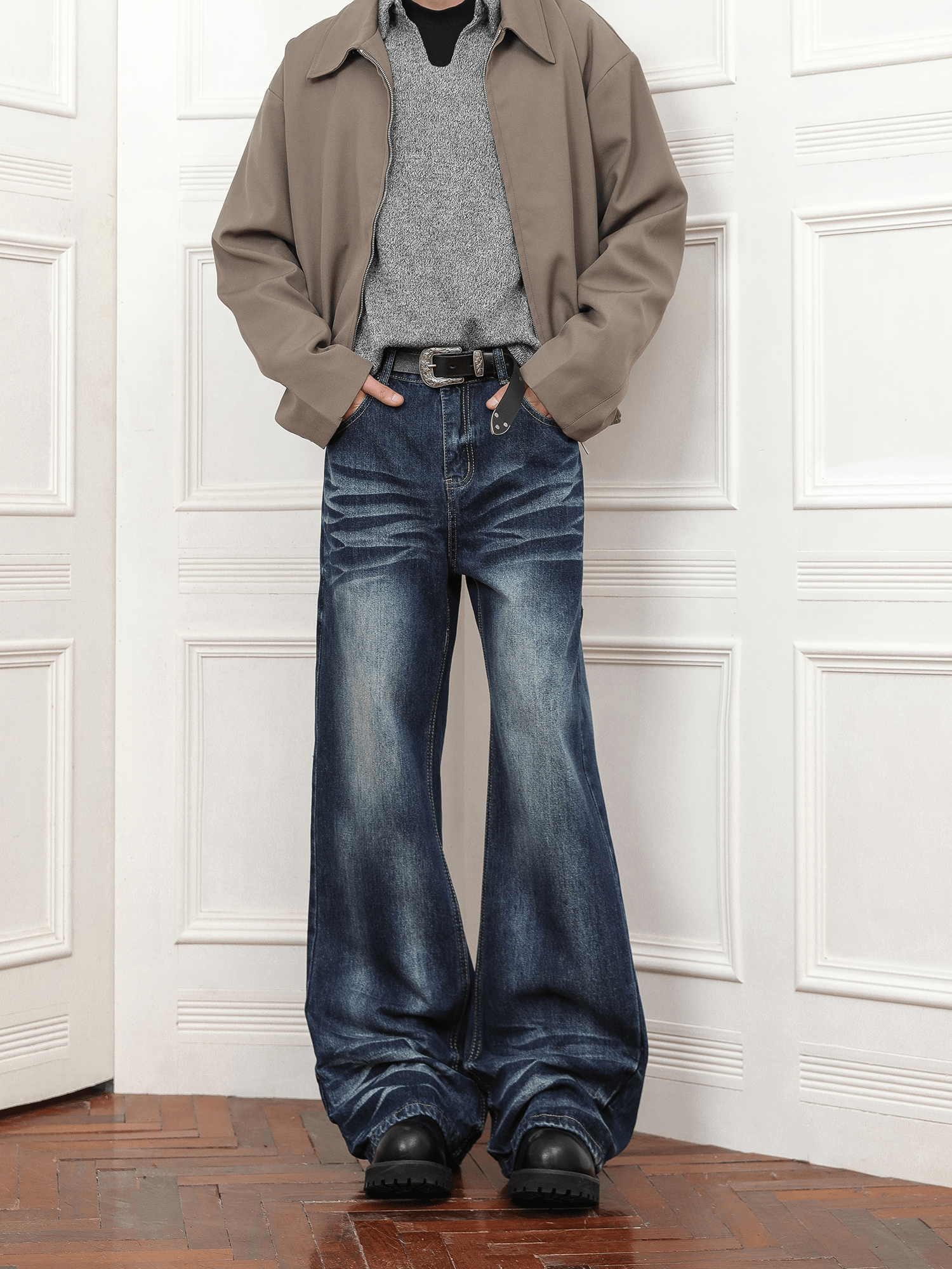 Vintage Whisker Wash Flared Jeans - COPPING THREADS - CT Basics