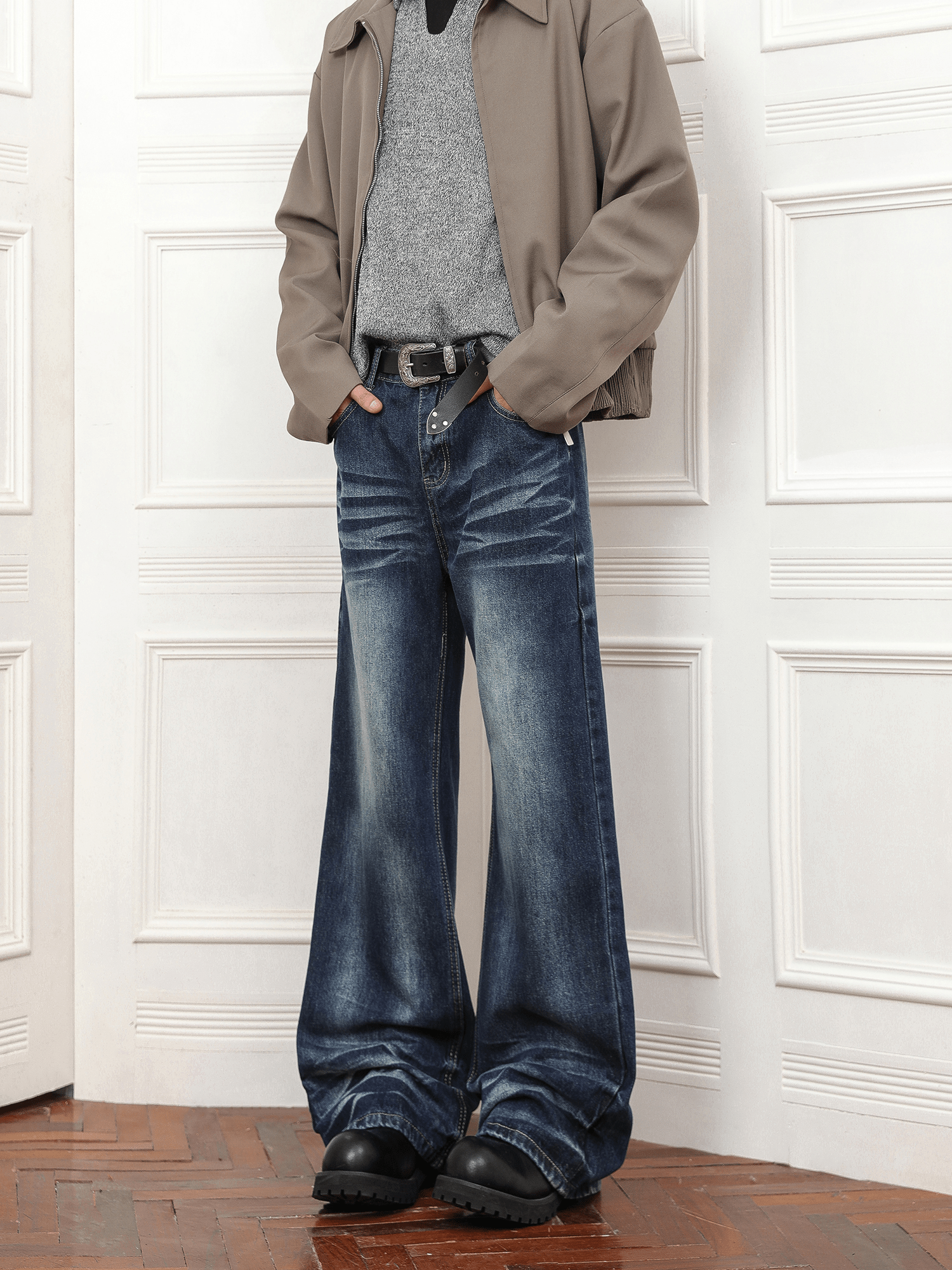 Vintage Whisker Wash Flared Jeans - COPPING THREADS - CT Basics