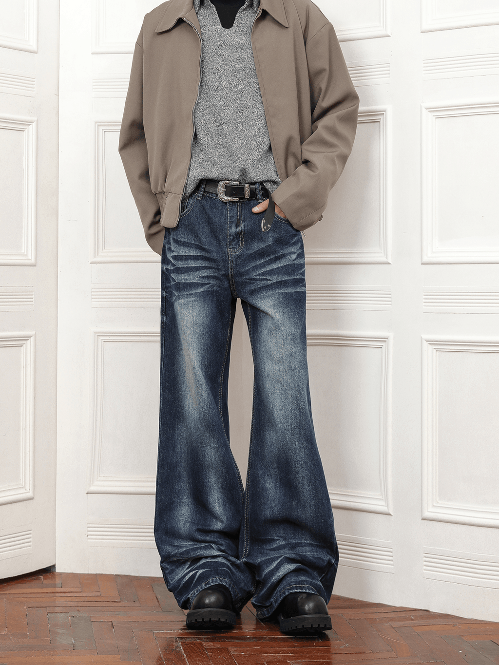 Vintage Whisker Wash Flared Jeans - COPPING THREADS - CT Basics