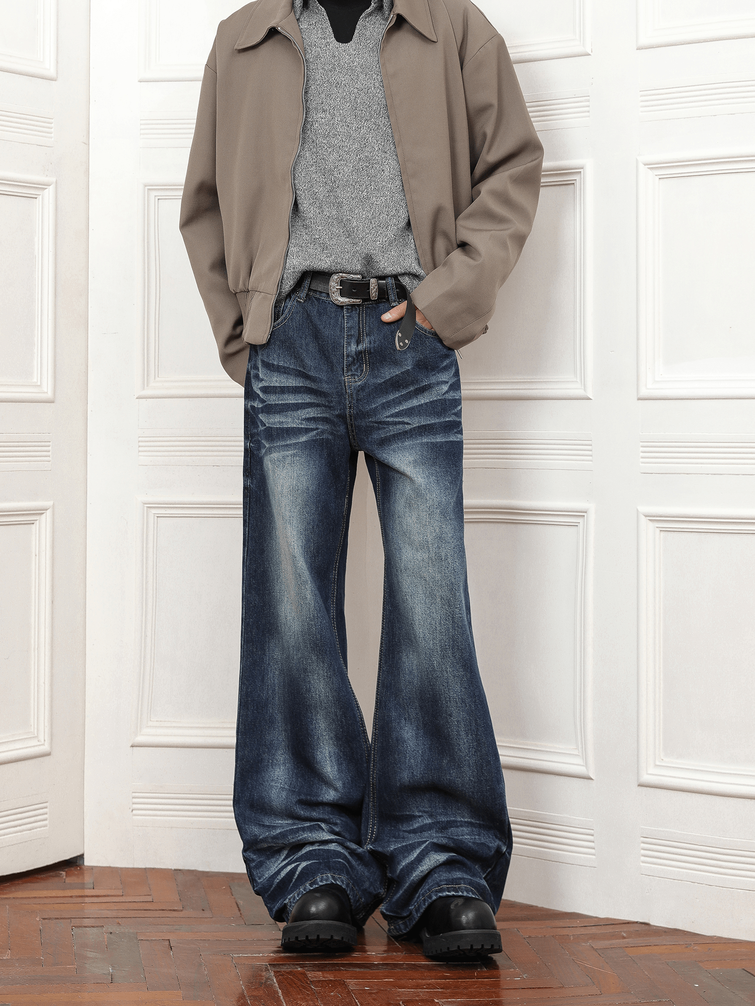 Vintage Whisker Wash Flared Jeans - COPPING THREADS - CT Basics