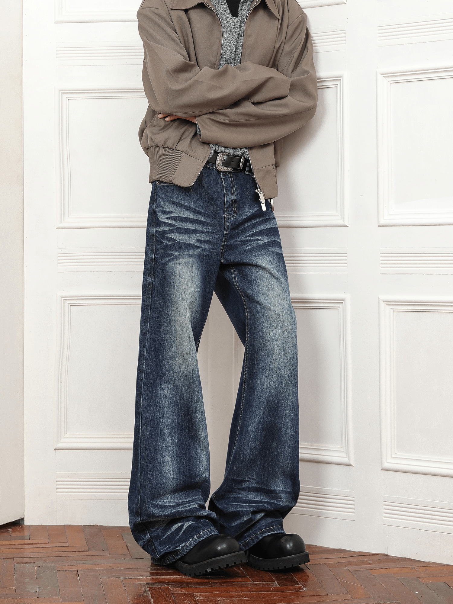 Vintage Whisker Wash Flared Jeans - COPPING THREADS - CT Basics