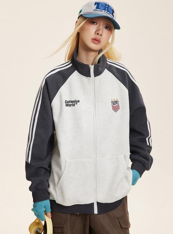 Vintage Zip - Up High Collar Striped Jacket - COPPING THREADS - CATTEE