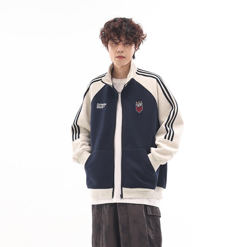 Vintage Zip - Up High Collar Striped Jacket - COPPING THREADS - CATTEE