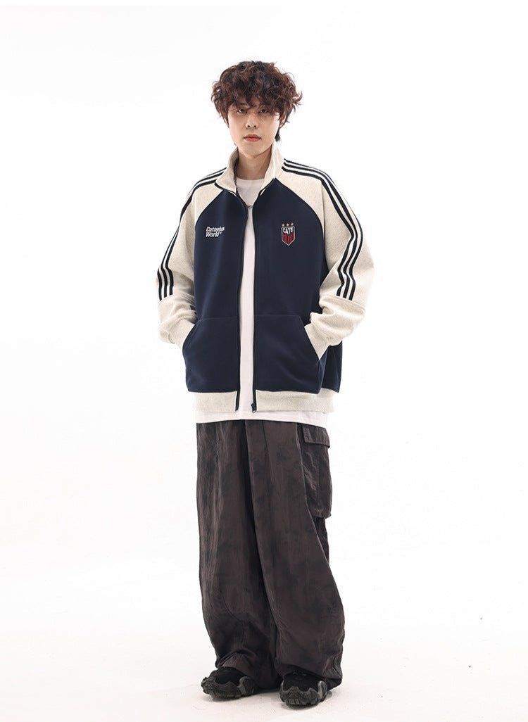 Vintage Zip - Up High Collar Striped Jacket - COPPING THREADS - CATTEE