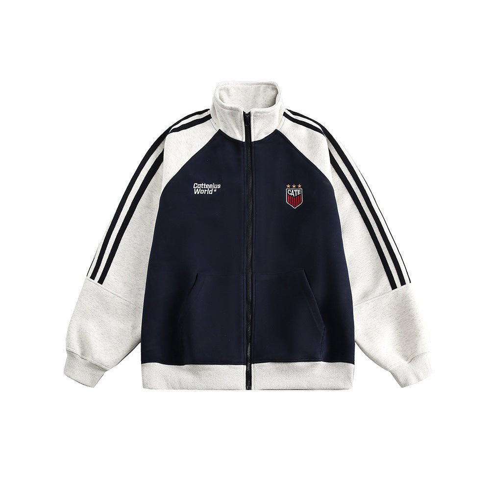 Vintage Zip - Up High Collar Striped Jacket - COPPING THREADS - CATTEE