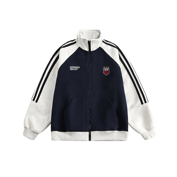 Vintage Zip - Up High Collar Striped Jacket - COPPING THREADS - CATTEE
