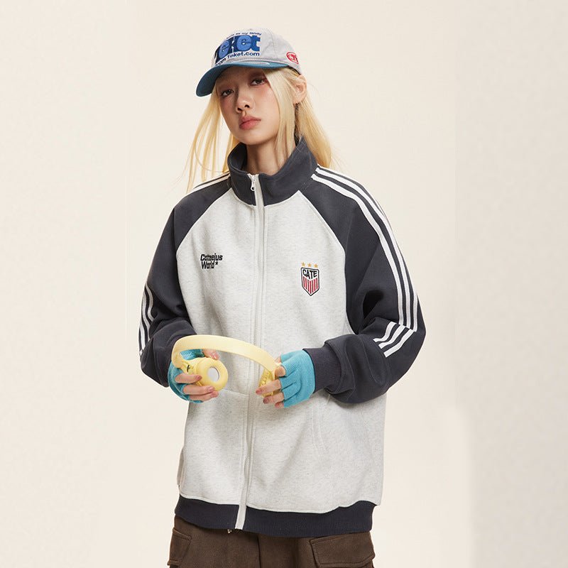 Vintage Zip - Up High Collar Striped Jacket - COPPING THREADS - CATTEE