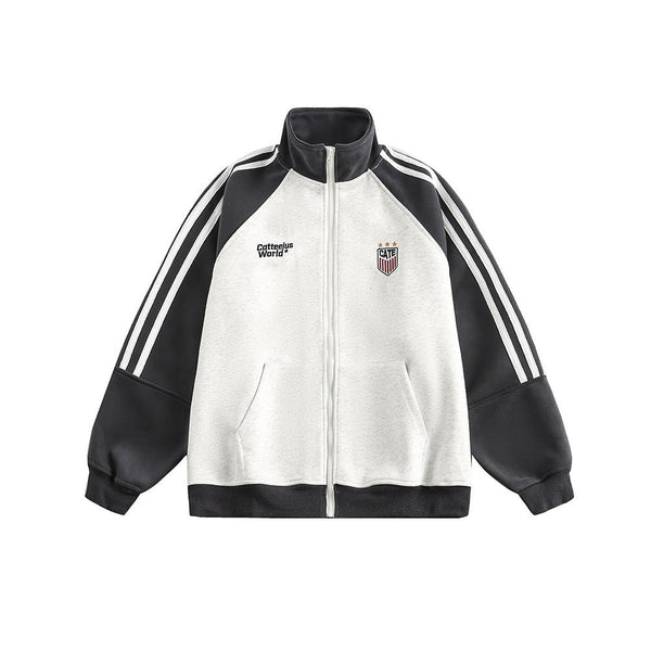 Vintage Zip - Up High Collar Striped Jacket - COPPING THREADS - CATTEE