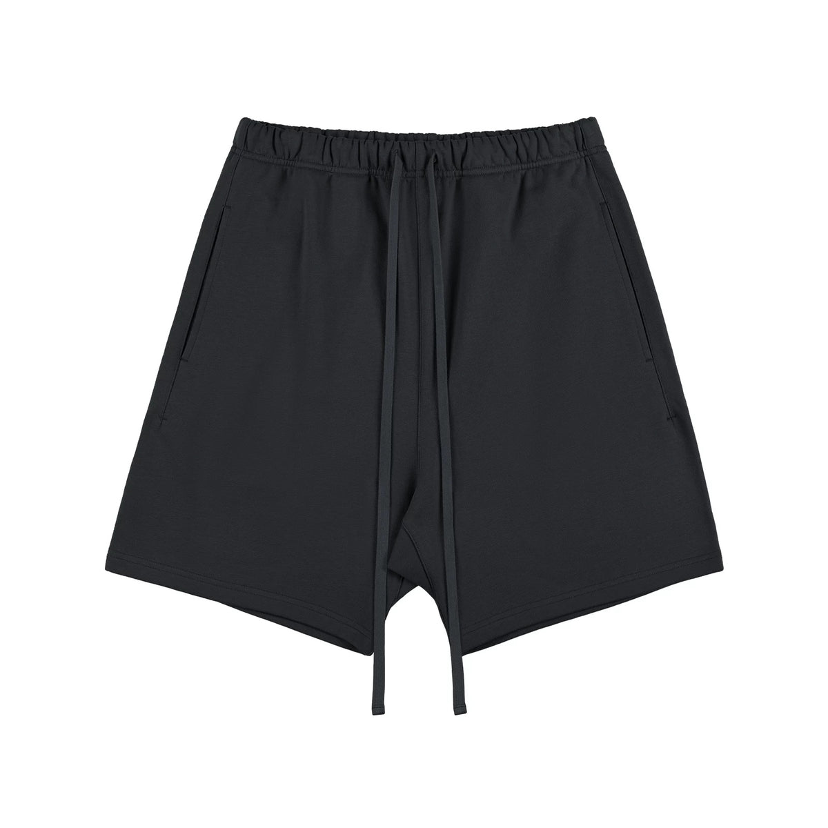 IDLT sweat shorts, black front.