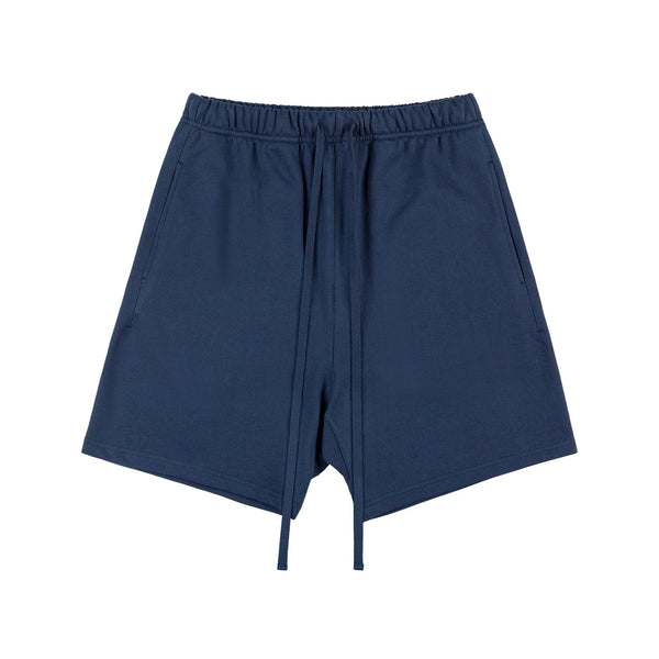 IDLT sweat shorts, navy front.