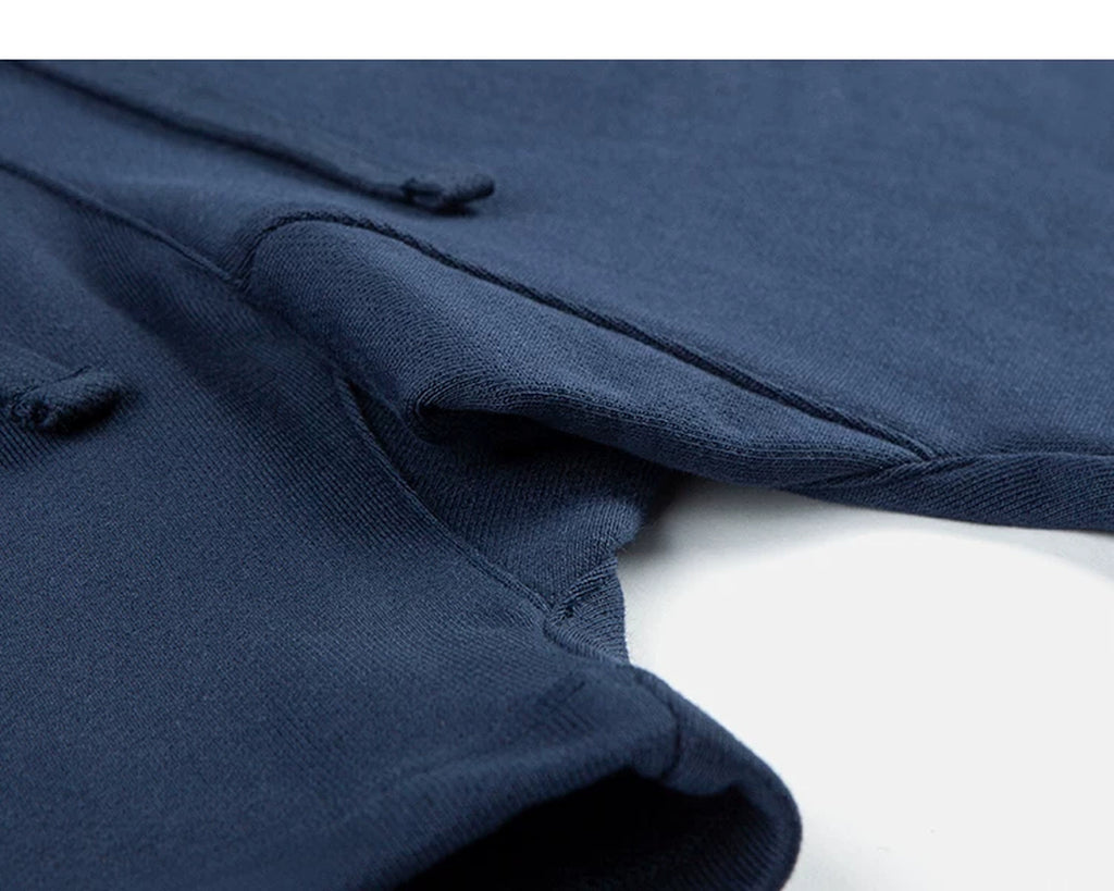 IDLT sweat shorts, navy crotch panel.
