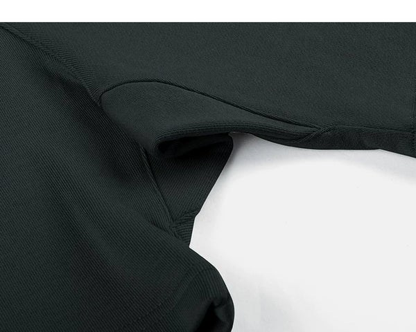 IDLT sweat shorts, black crotch panel.