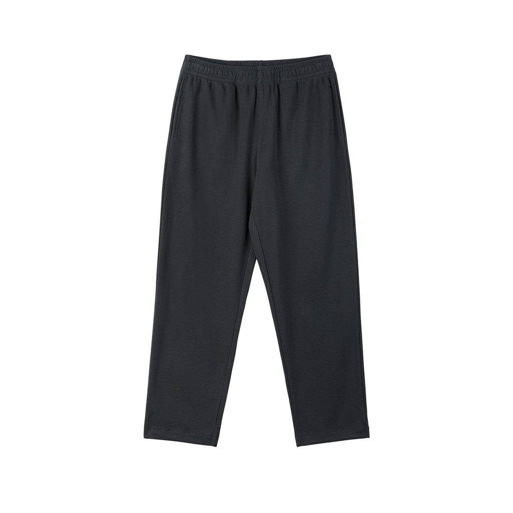 IDLT waffle sweatpants, black front.