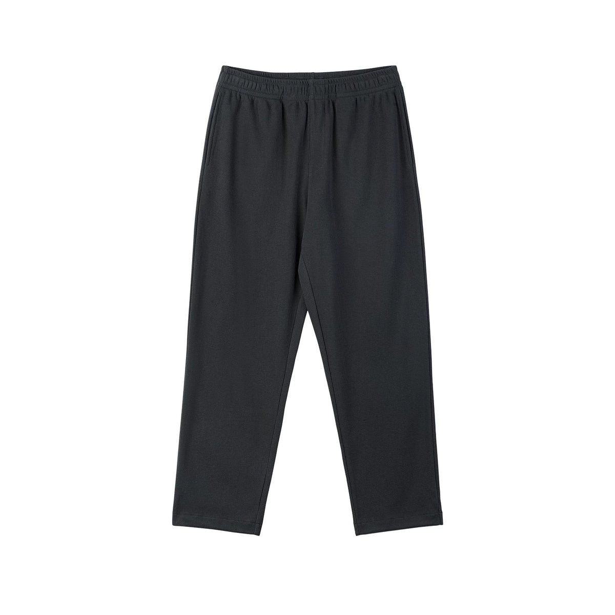 IDLT waffle sweatpants, black front.