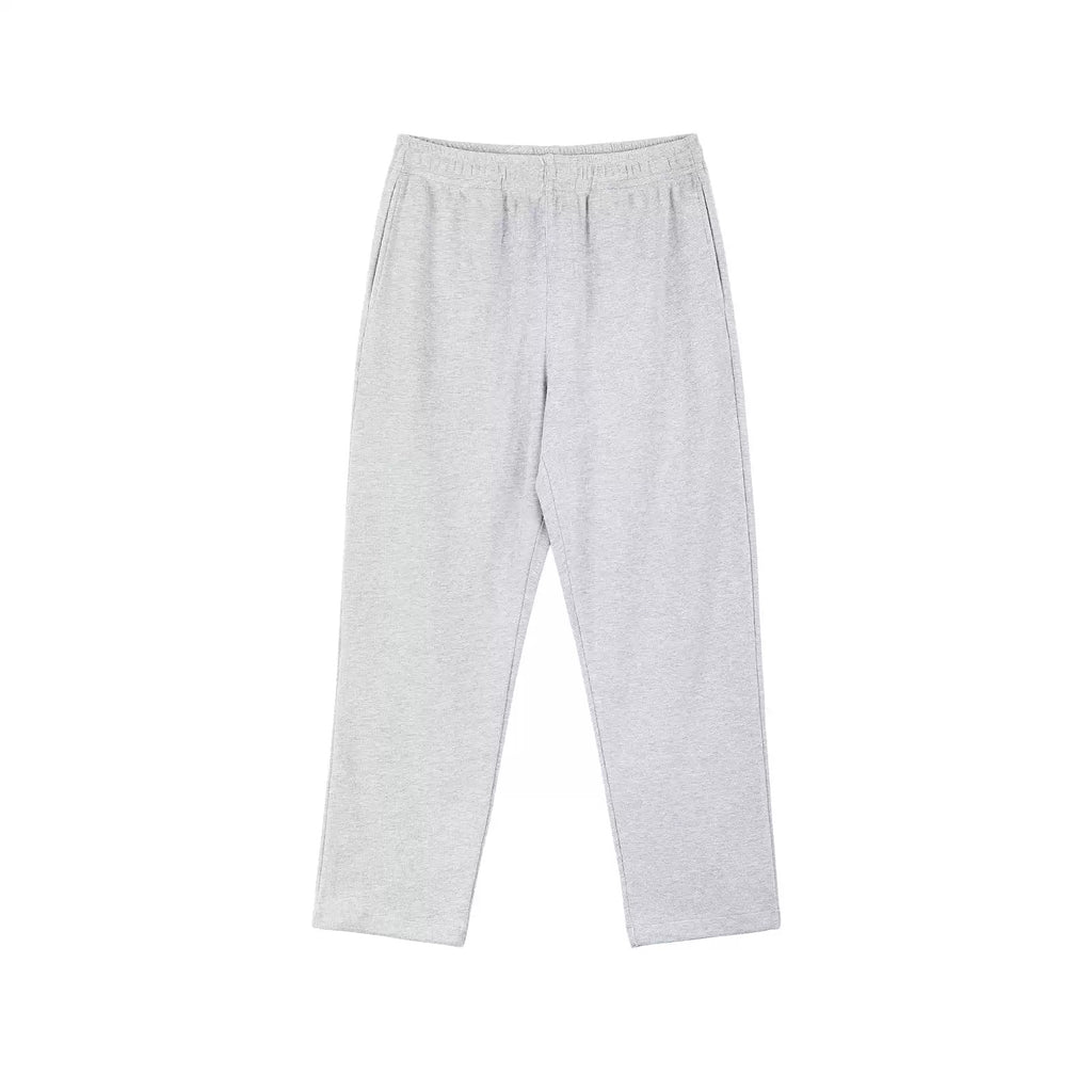 IDLT waffle sweatpants, heather gray front laid flat.