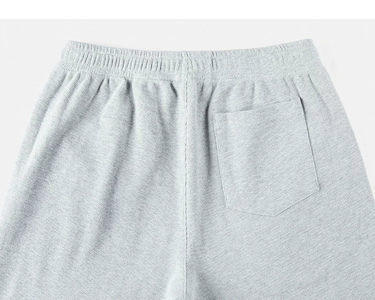IDLT waffle sweatpants, heather gray back waistband and pocket.