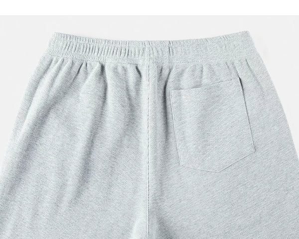 IDLT waffle sweatpants, heather gray back waistband and pocket.
