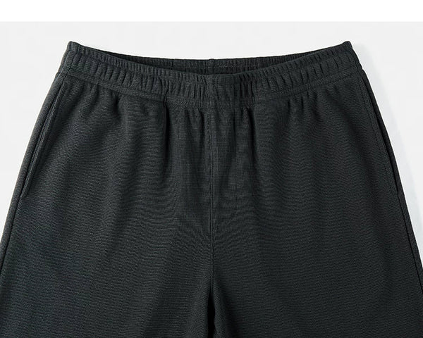 IDLT waffle sweatpants, black waistband.