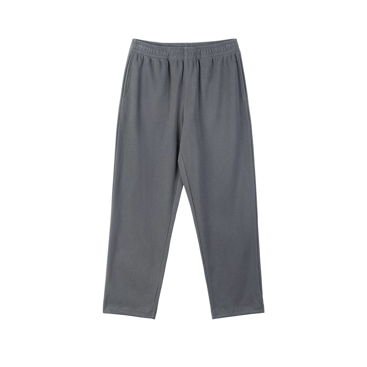 Waffle Drawstring Joggers, dark gray front view.