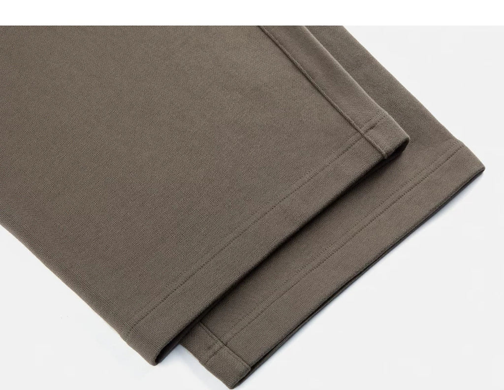IDLT wide leg sweatpants, brown leg hems.