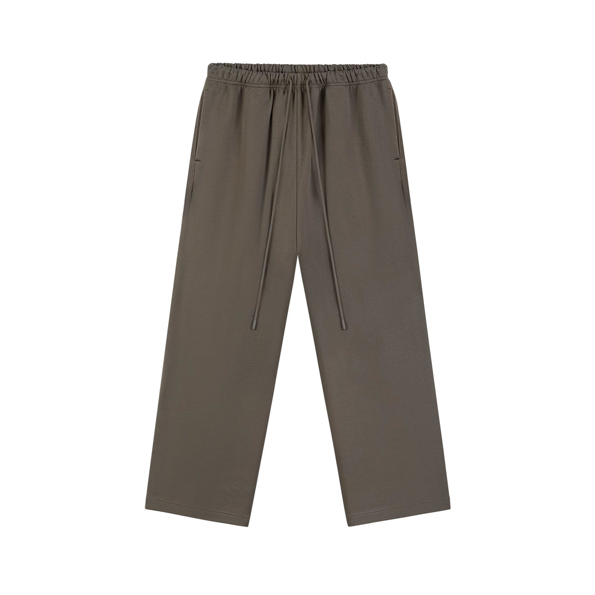 Relaxed Wide-Leg Sweatpants, brown front view.