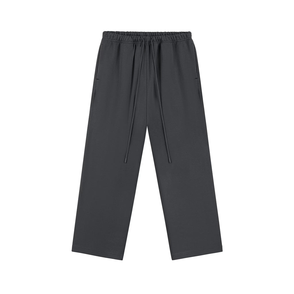 Relaxed Wide-Leg Sweatpants, dark gray front view.