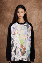 Waffle Checkered Full - Print Oil Painting Sweatshirt - COPPING THREADS - ARTMONSTER