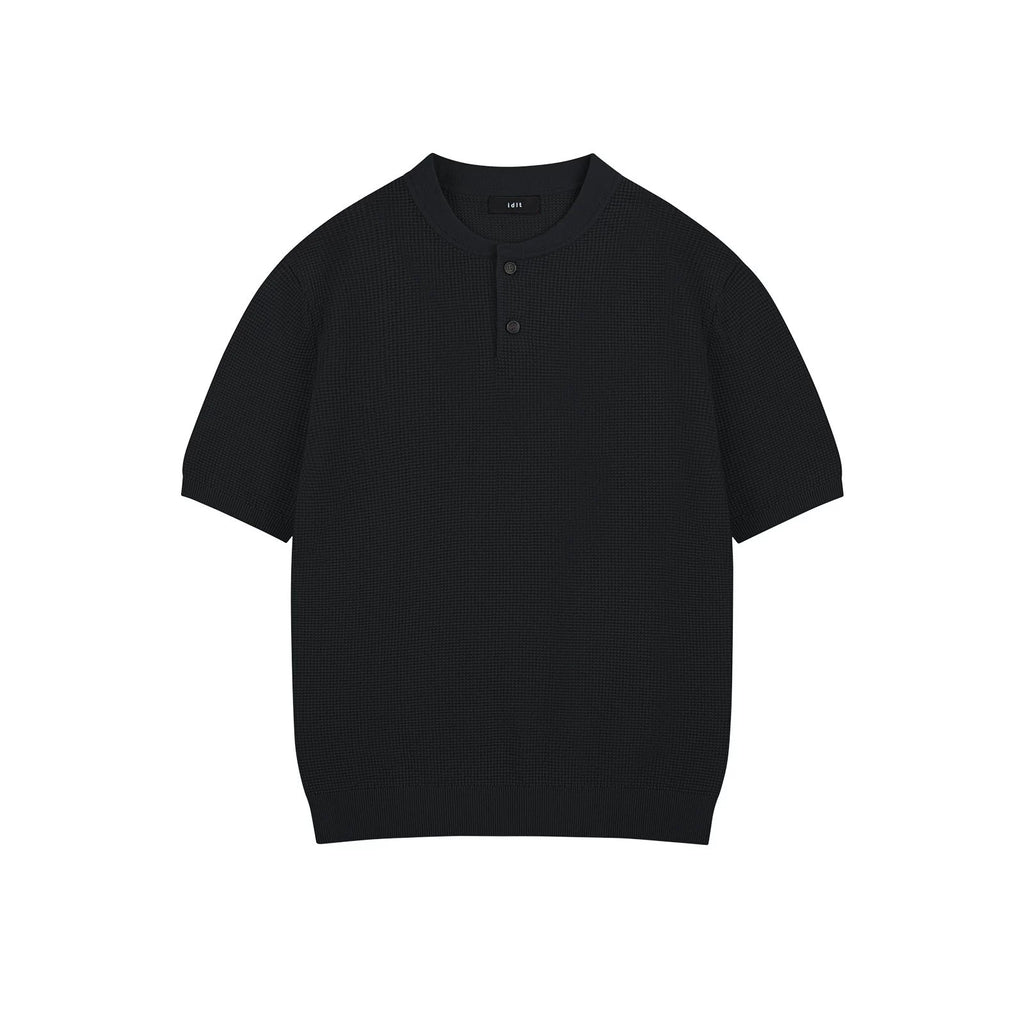 Waffle-Knit Henley Tee - COPPING THREADS - IDLT