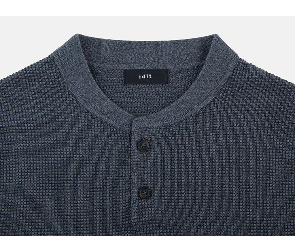 Waffle-Knit Henley Tee - COPPING THREADS - IDLT