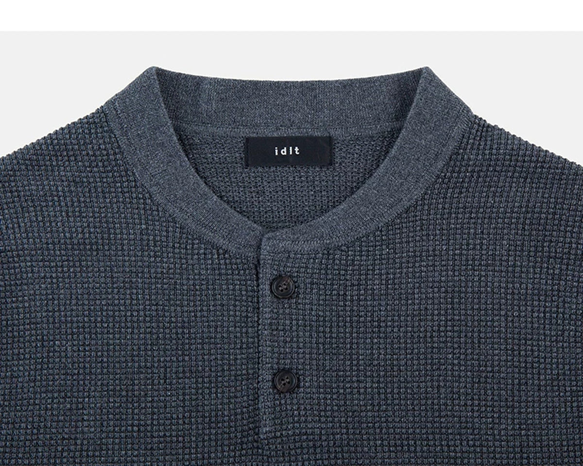 Waffle-Knit Henley Tee - COPPING THREADS - IDLT