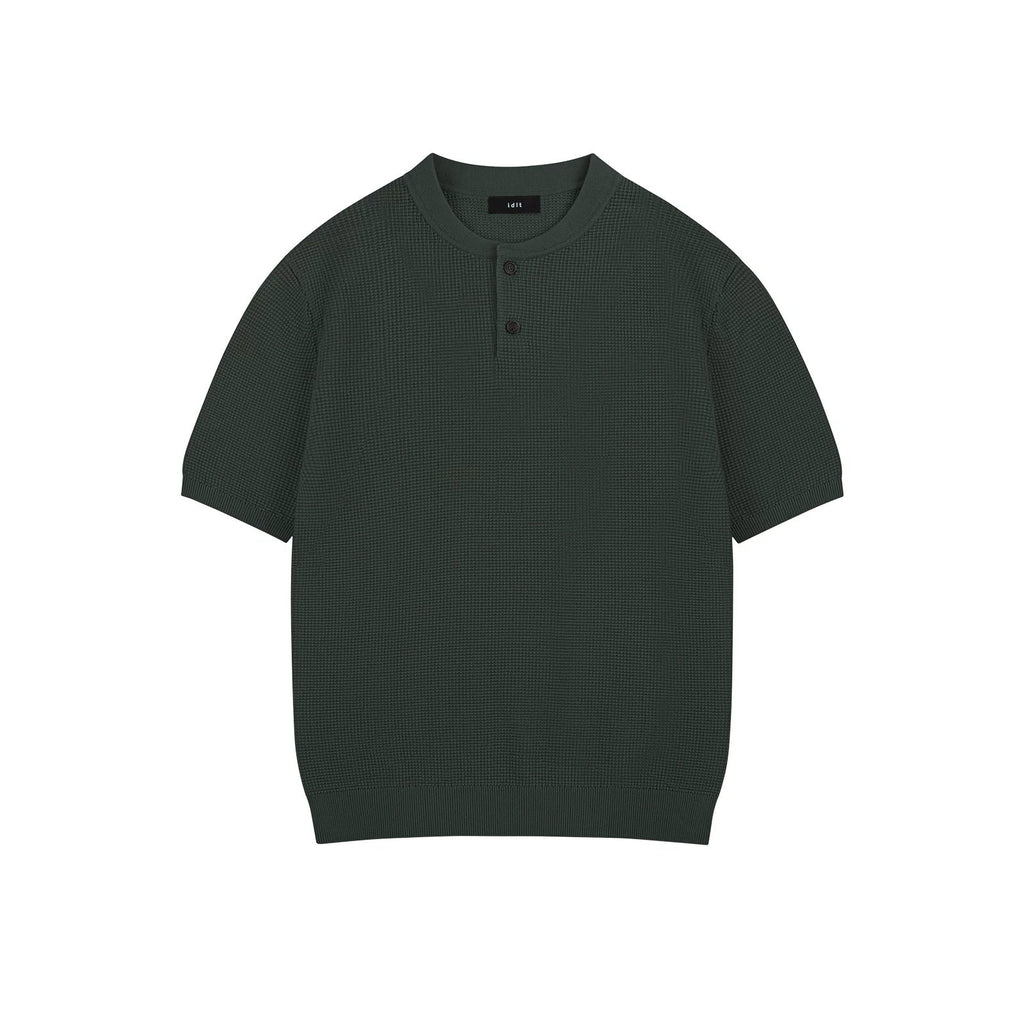 Waffle-Knit Henley Tee - COPPING THREADS - IDLT