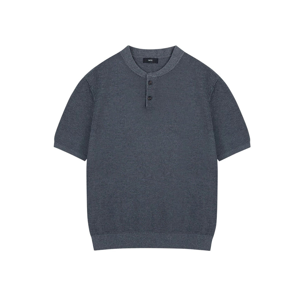 Waffle-Knit Henley Tee - COPPING THREADS - IDLT