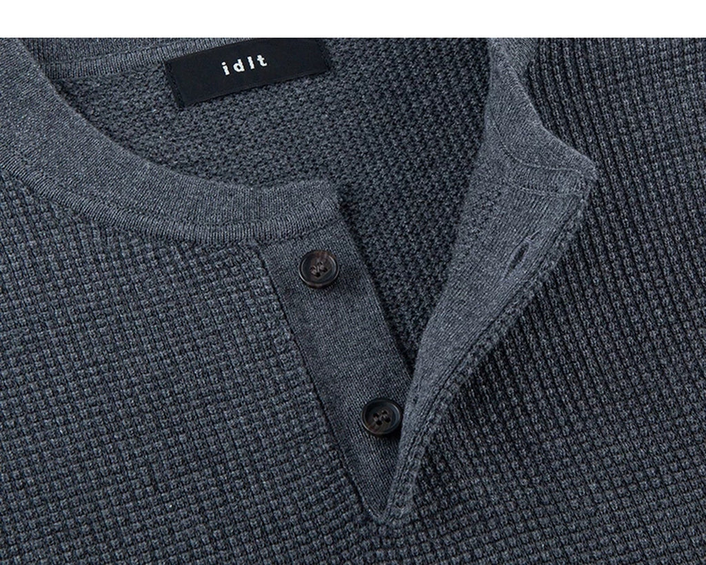 Waffle-Knit Henley Tee - COPPING THREADS - IDLT