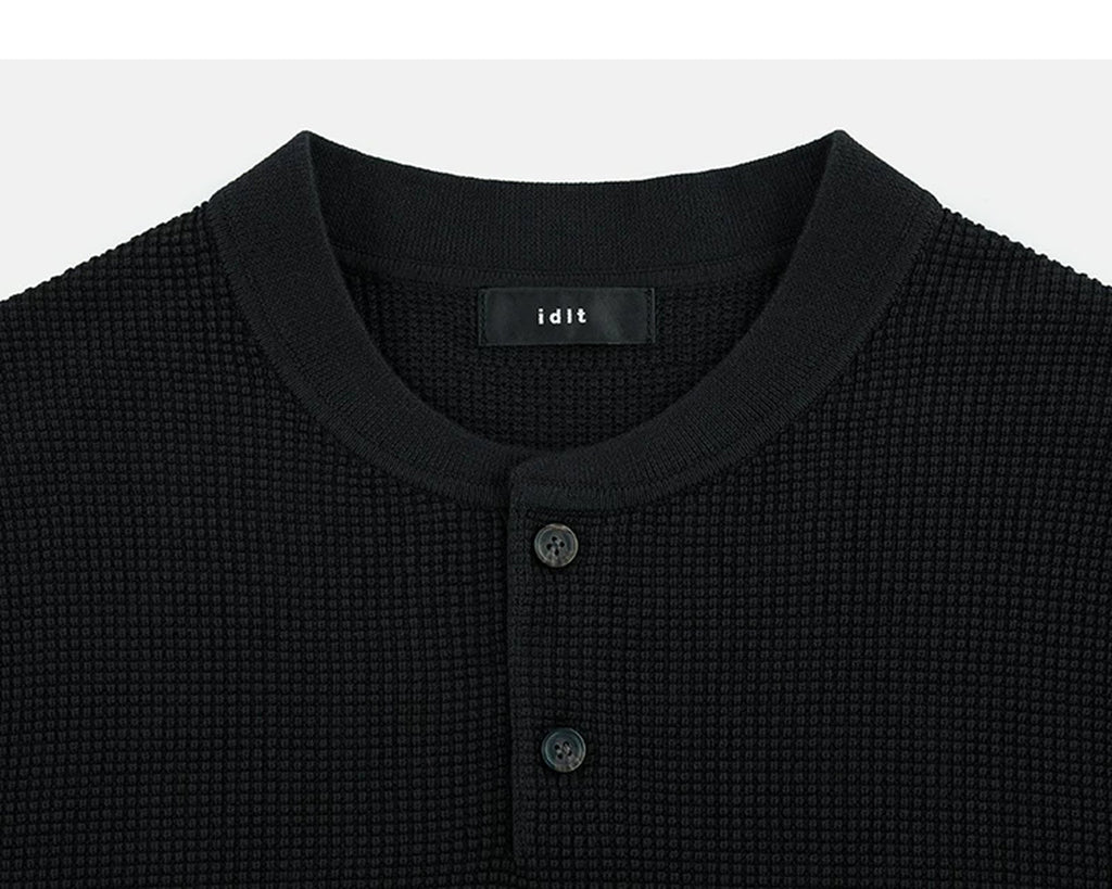Waffle-Knit Henley Tee - COPPING THREADS - IDLT