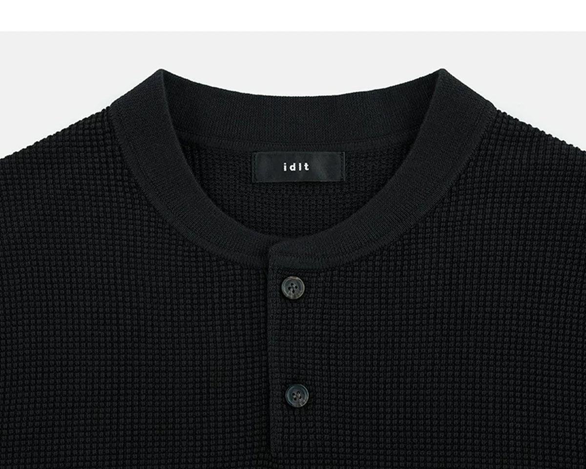 Waffle-Knit Henley Tee - COPPING THREADS - IDLT