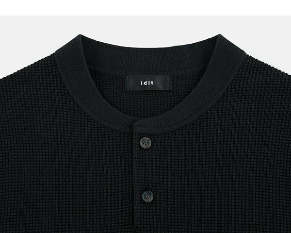 Waffle-Knit Henley Tee - COPPING THREADS - IDLT