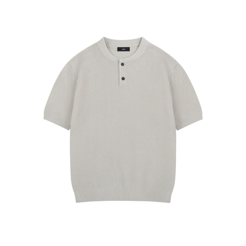 Waffle-Knit Henley Tee - COPPING THREADS - IDLT