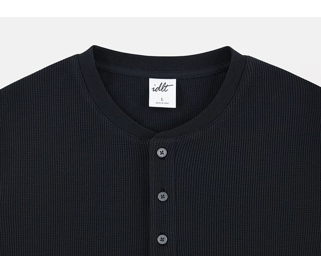 Waffle Long-Sleeve Henley - COPPING THREADS - IDLT