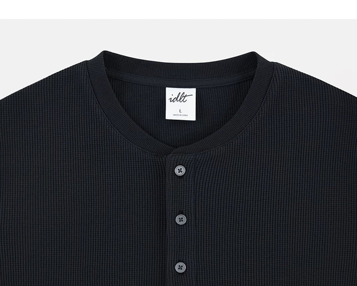 Waffle Long-Sleeve Henley - COPPING THREADS - IDLT