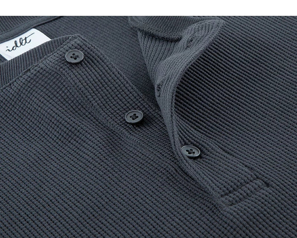 Waffle Long-Sleeve Henley - COPPING THREADS - IDLT