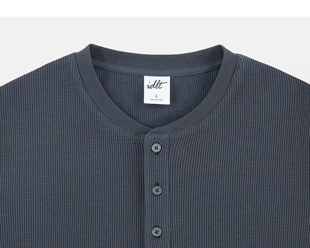 Waffle Long-Sleeve Henley - COPPING THREADS - IDLT