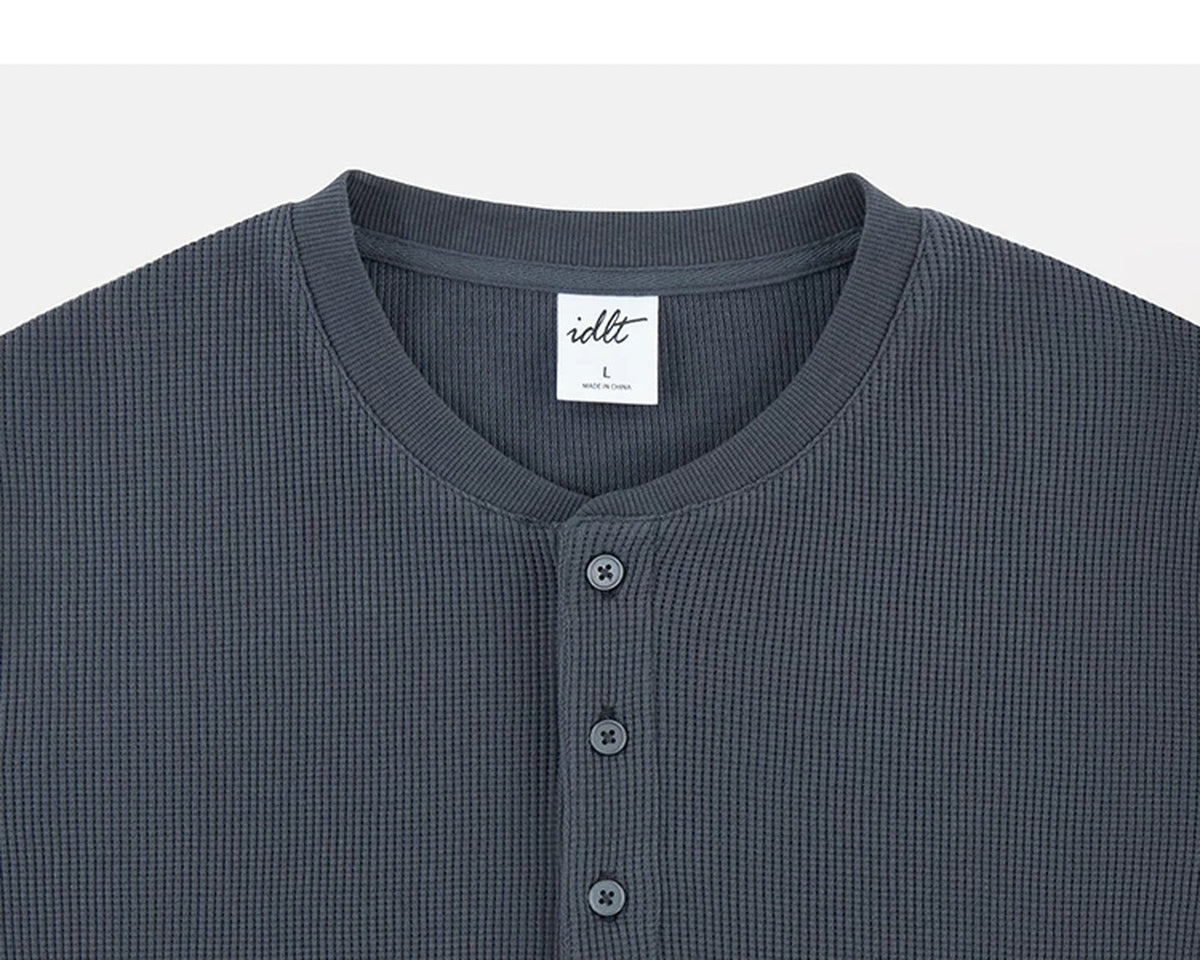 Waffle Long-Sleeve Henley - COPPING THREADS - IDLT