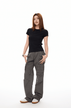 Washed Charcoal Multi - Pocket Utility Cargo Pants - COPPING THREADS - Coldstone