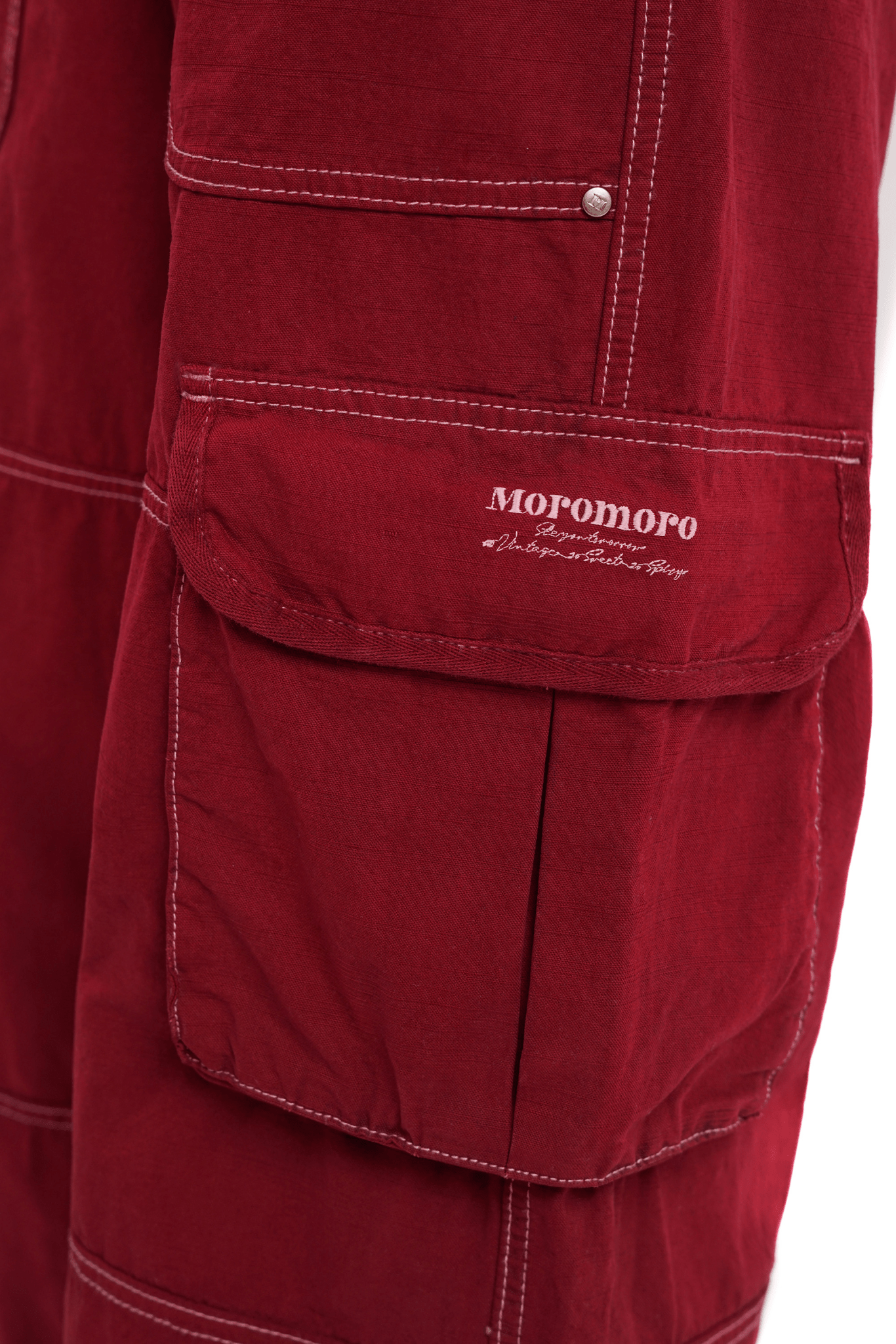 Washed Contrast Stitching Wide - Leg Cargo Pants - COPPING THREADS - MOROMORO