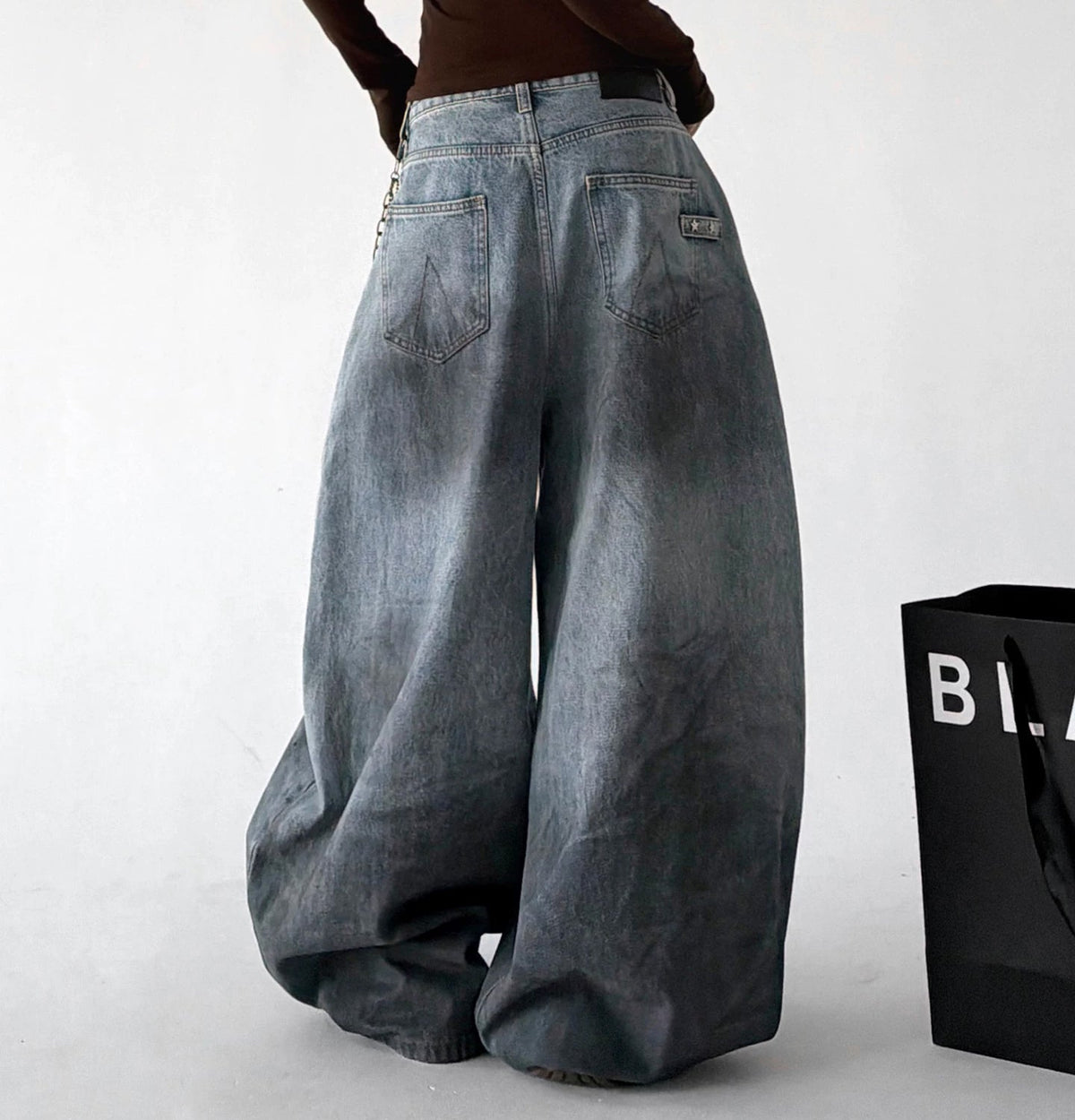 Washed Curved-Leg Jeans - COPPING THREADS - CT ORIGINALS