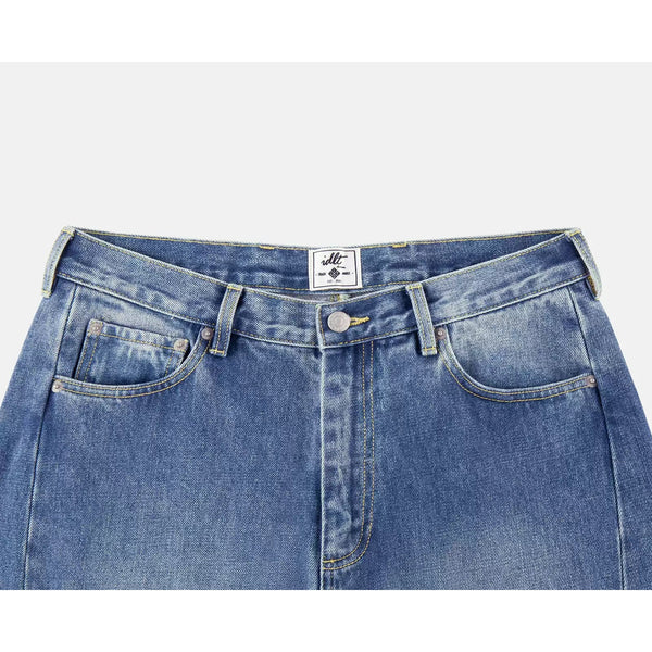 Washed Curved-Leg Jeans - COPPING THREADS - IDLT