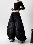 Washed Distressed Wide - Leg Denim - COPPING THREADS - CT Select