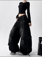 Washed Distressed Wide - Leg Denim - COPPING THREADS - CT Select