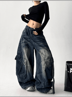 Washed Distressed Wide - Leg Denim - COPPING THREADS - CT Select