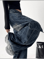 Washed Distressed Wide - Leg Denim - COPPING THREADS - CT Select